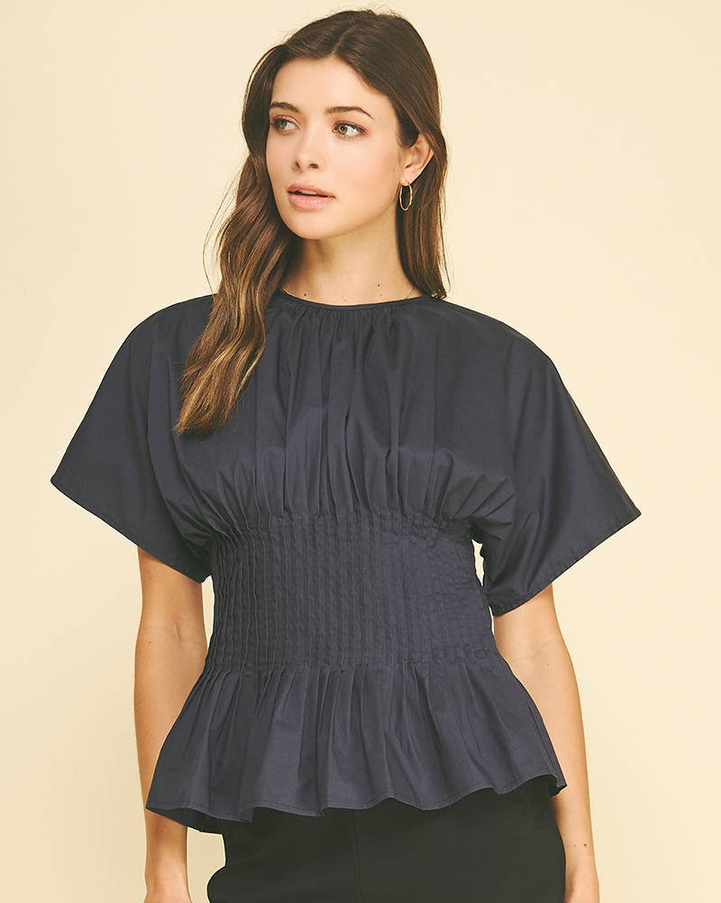 Monroe Peplum Pleated Top
