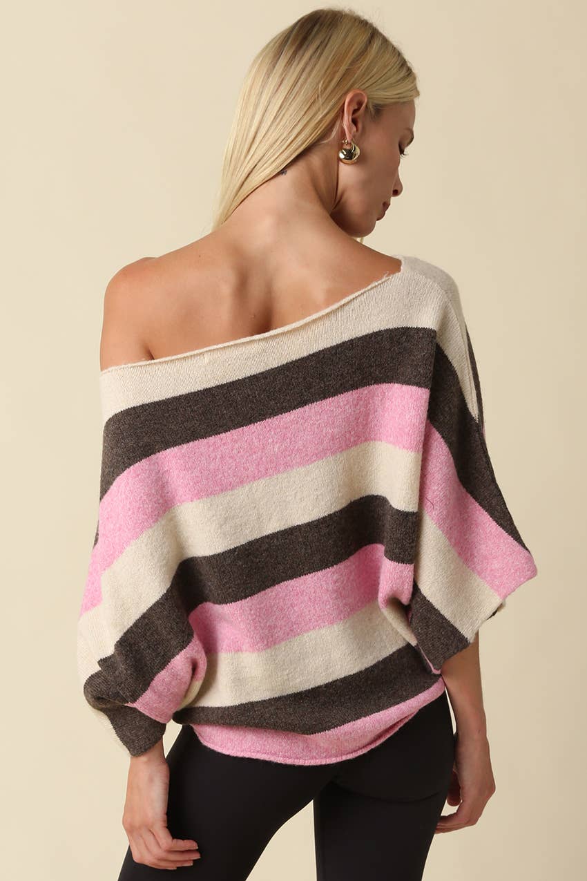 Katie Stripe Dolman Knit Top - STRIVE Boutique