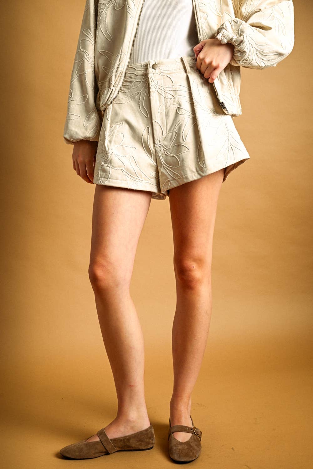 Sammy Suede Floral Shorts - STRIVE Boutique