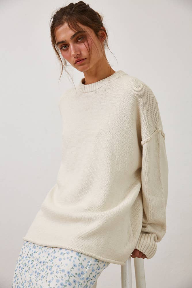 Remi Relaxed Boyfriend Fit Crew Neck Sweater - STRIVE Boutique