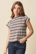 Olivia Stripe Mock Neck Tee - STRIVE Boutique