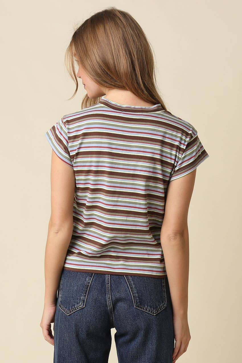 Olivia Stripe Mock Neck Tee - STRIVE Boutique