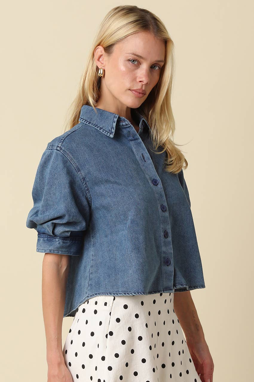 Leanna Cropped Denim Shirt