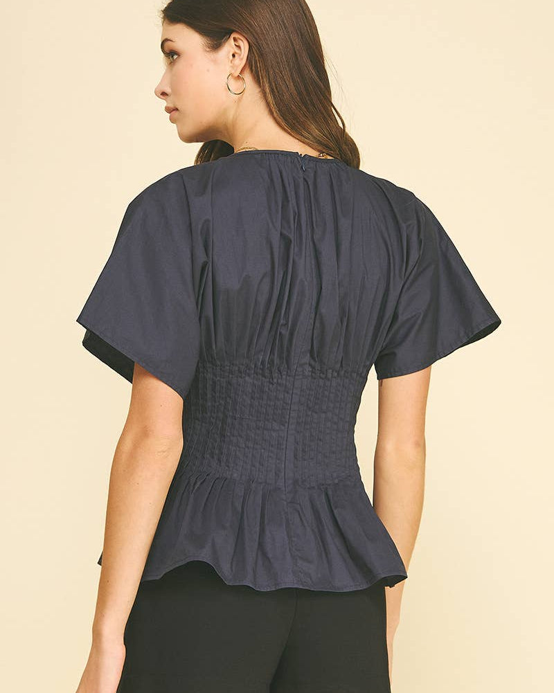 Monroe Peplum Pleated Top