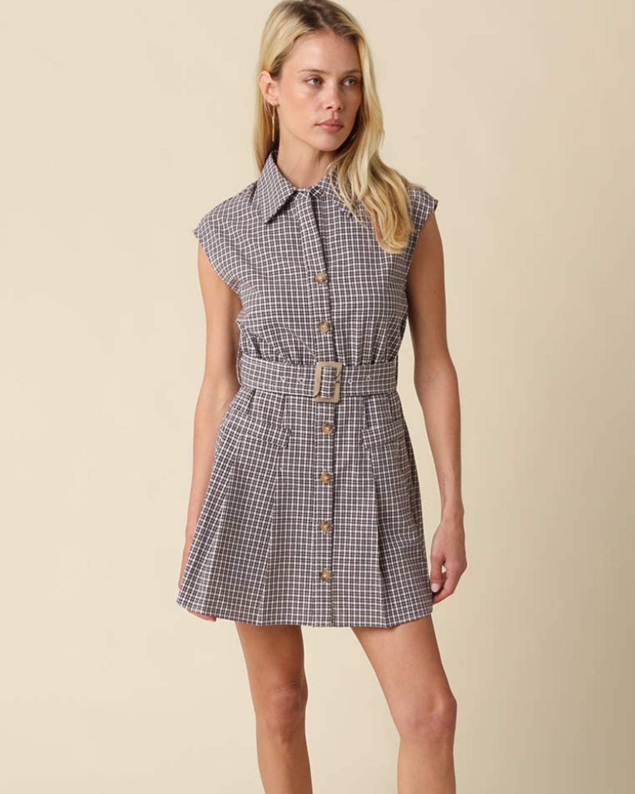 Sutton Plaid Belted Mini Dress