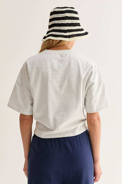 Elbow Sleeve Ruched T-Shirt Top