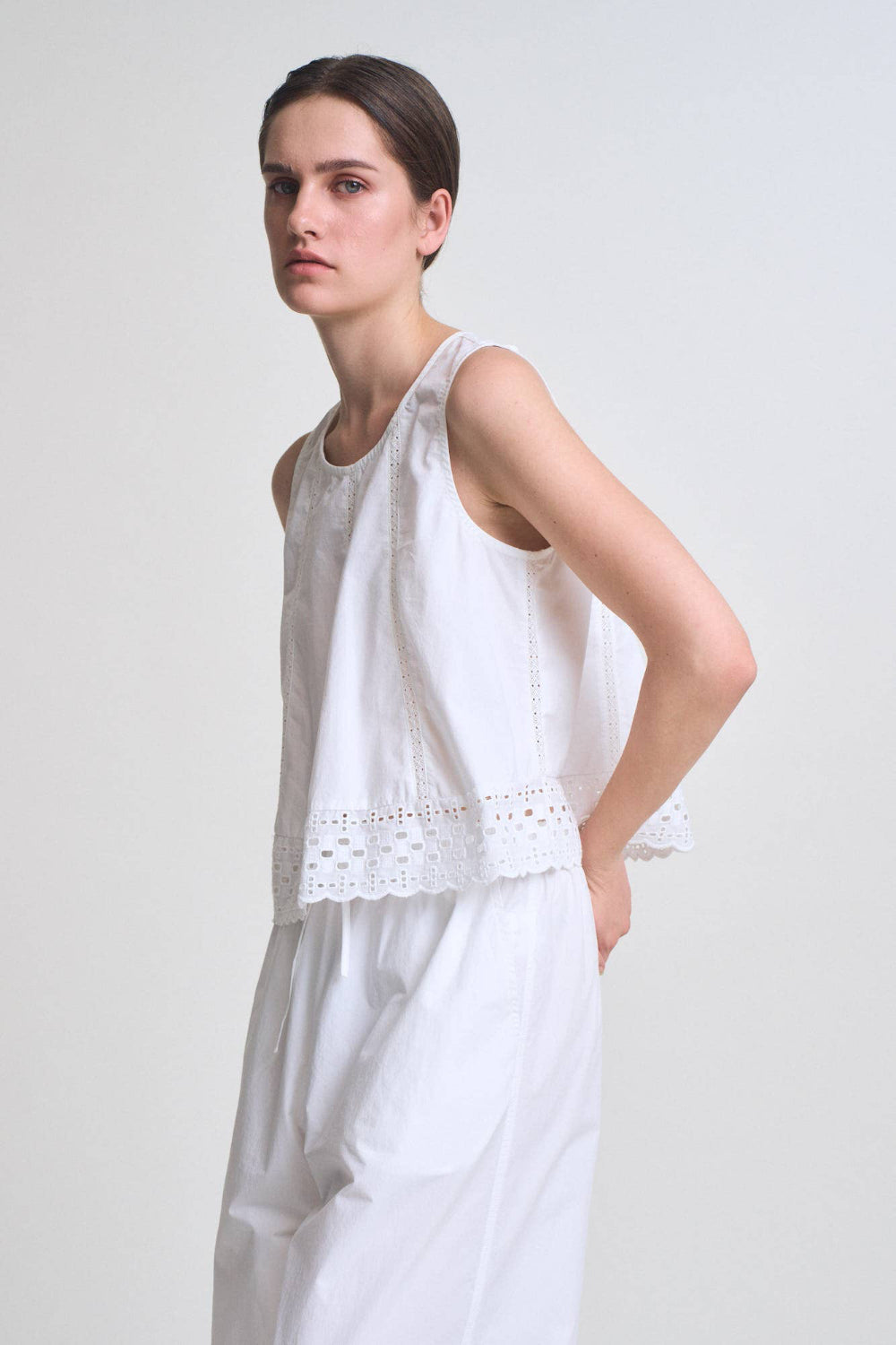 Lace Inset Cotton Tank