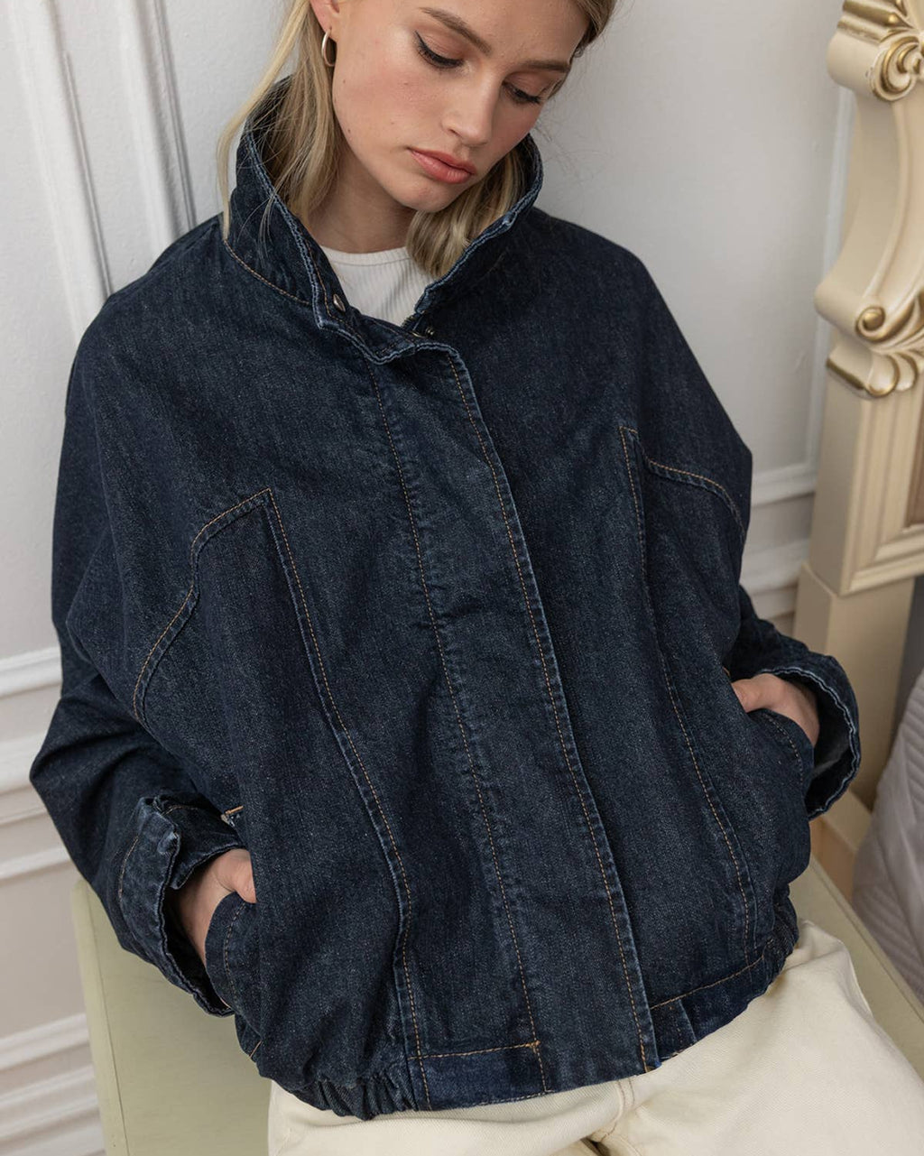 Hudson High Neck Denim Jacket
