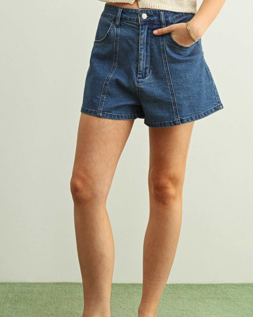Seamed Denim Shorts - STRIVE Boutique