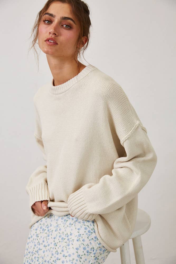 Remi Relaxed Boyfriend Fit Crew Neck Sweater - STRIVE Boutique