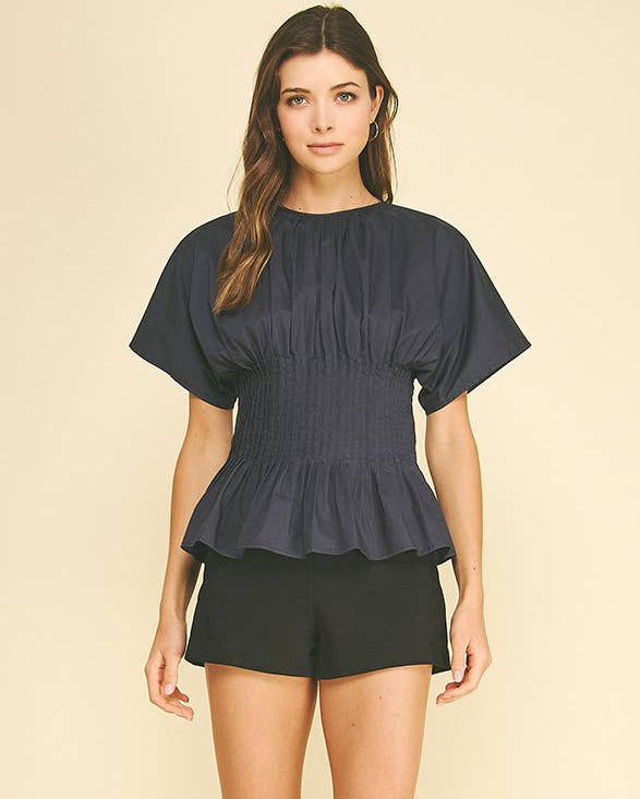 Monroe Peplum Pleated Top