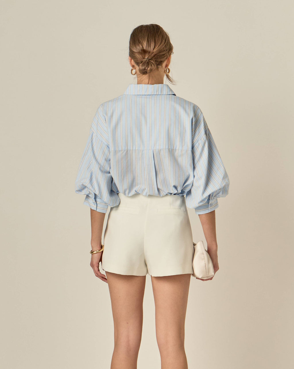Striped Volume Sleeve Shirt