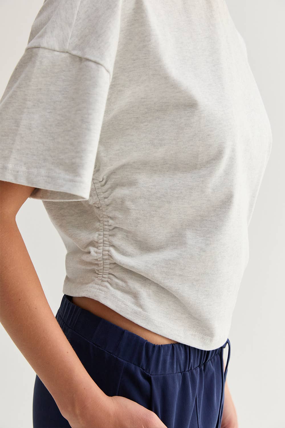 Elbow Sleeve Ruched T-Shirt Top