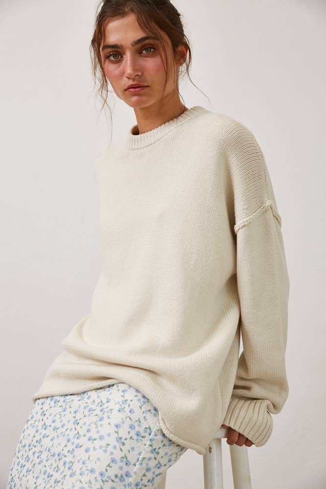 Remi Relaxed Boyfriend Fit Crew Neck Sweater - STRIVE Boutique