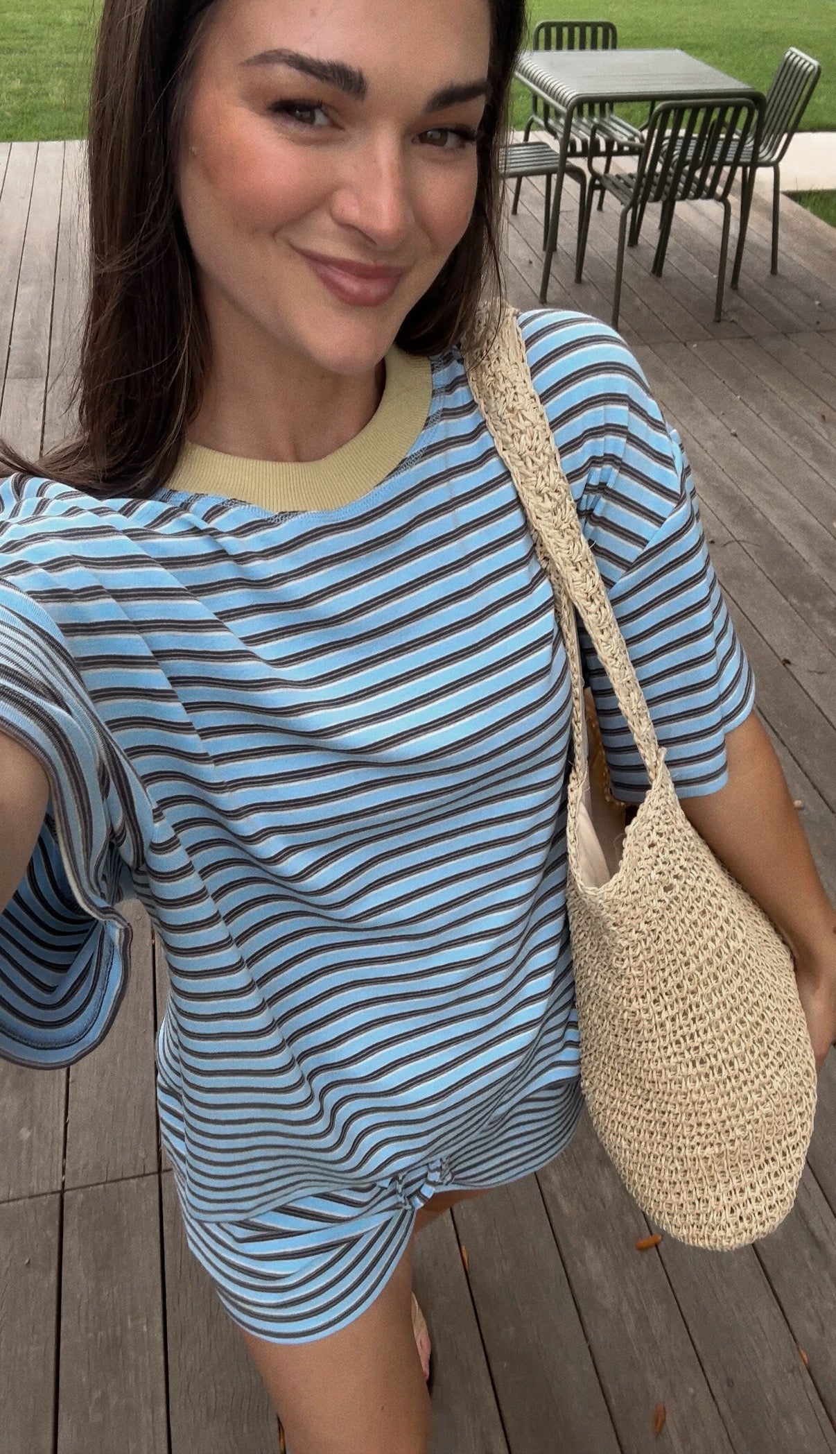 Weekend Striped Lounge Shorts-Sky Blue