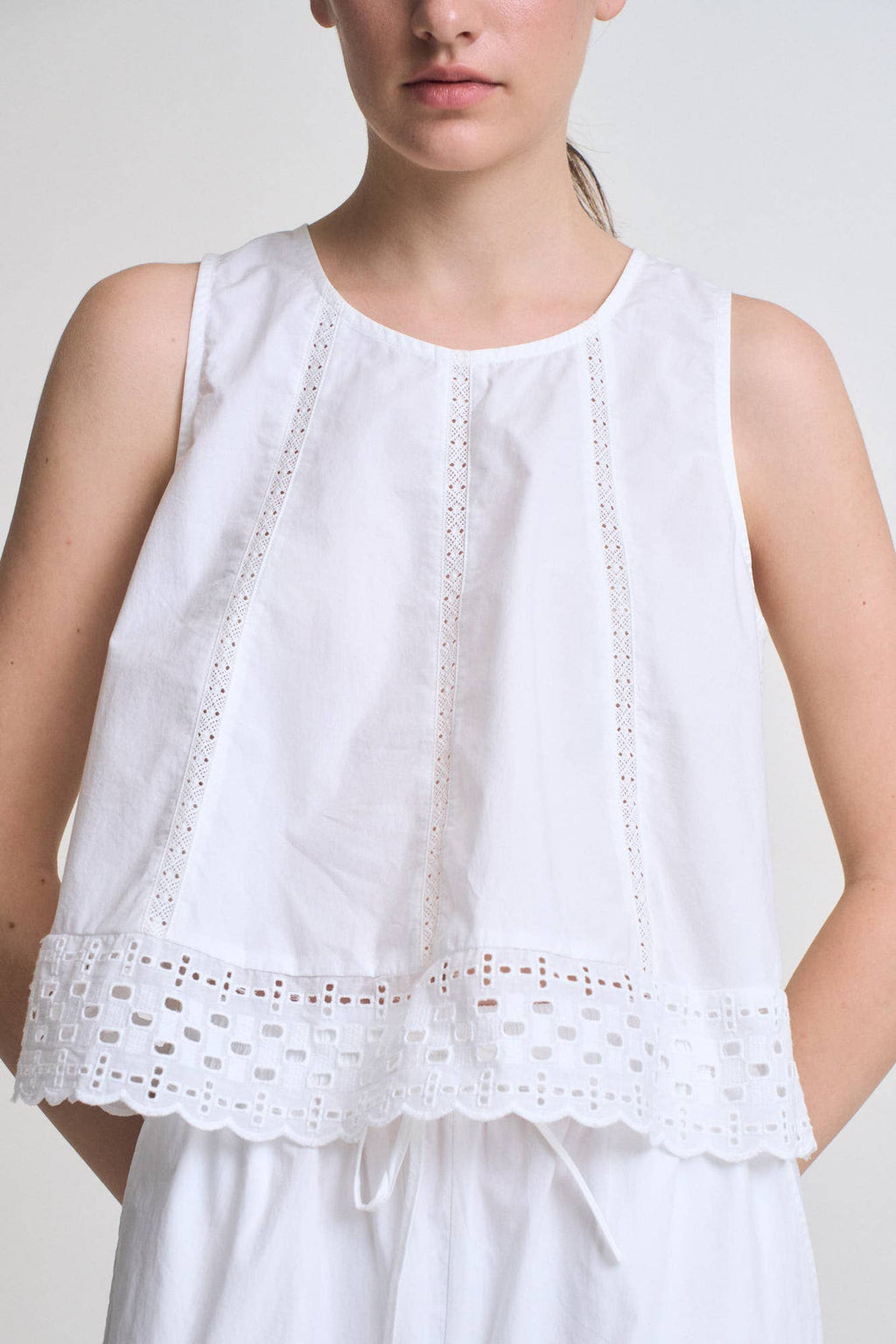 Lace Inset Cotton Tank