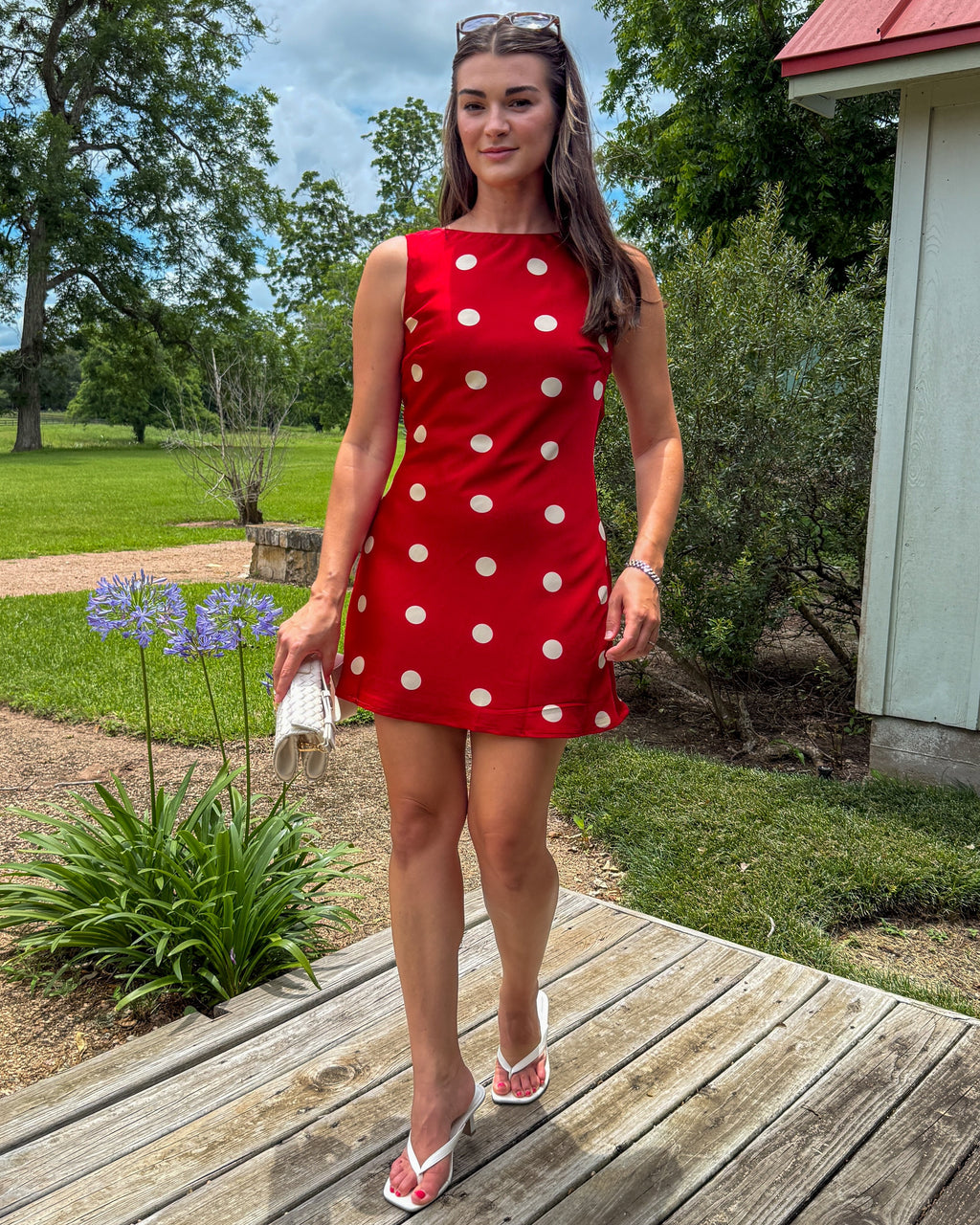 Polka Dot Open Back Mini Dress