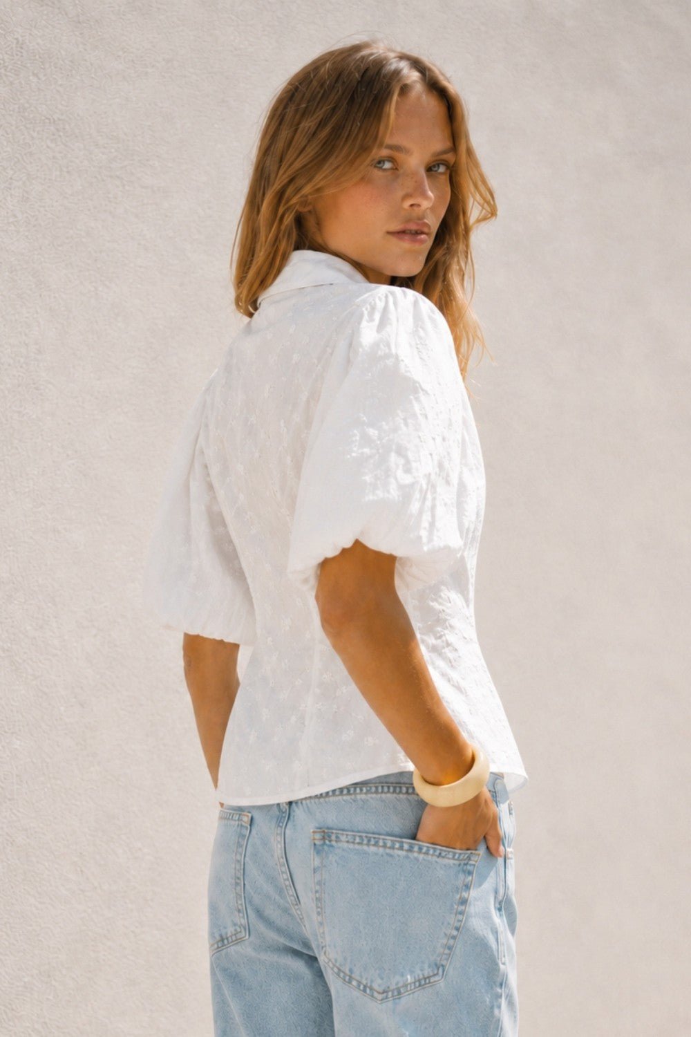Clara Embroidered Puff Sleeve Blouse - STRIVE Boutique