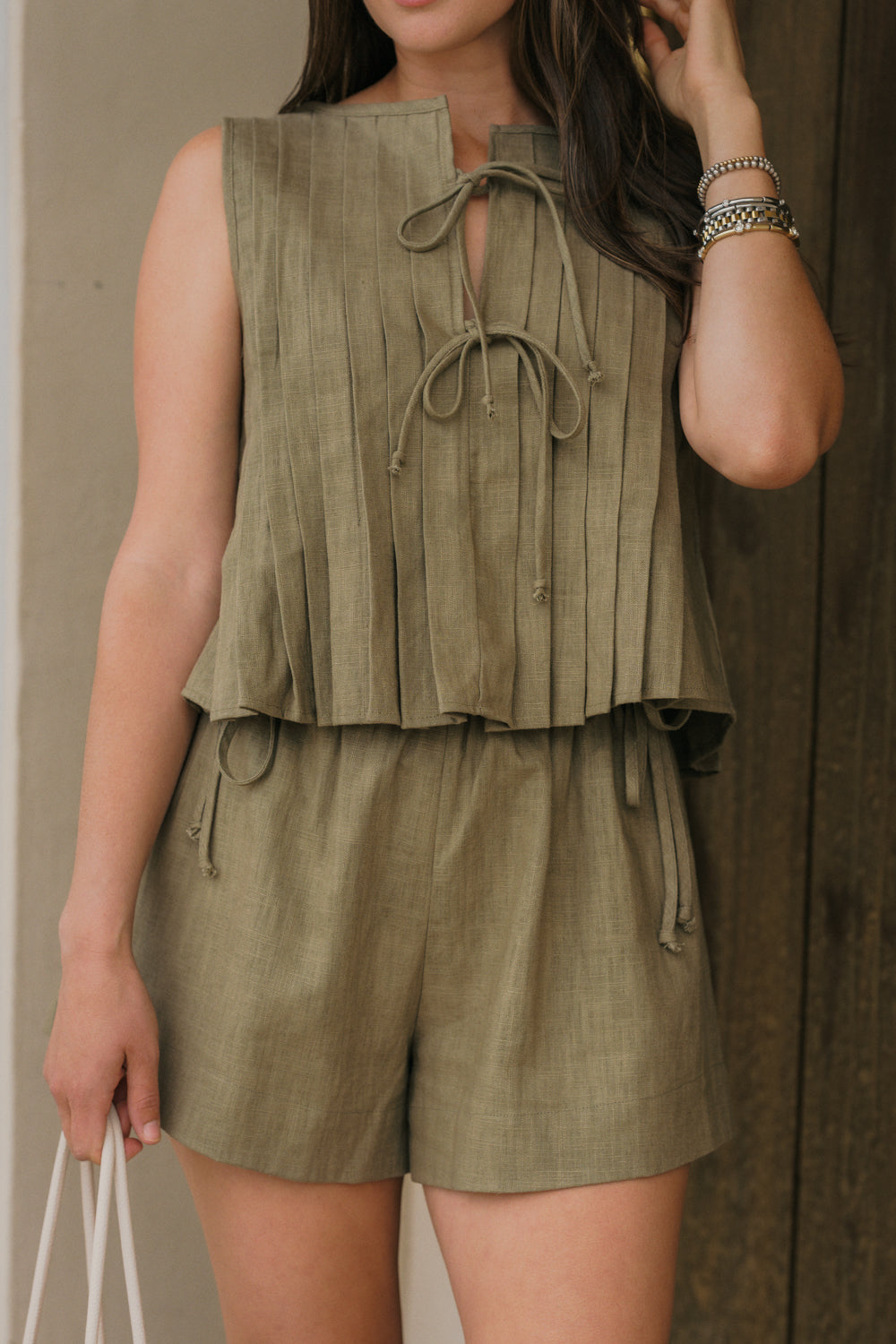 Tie Detail Linen Shorts
