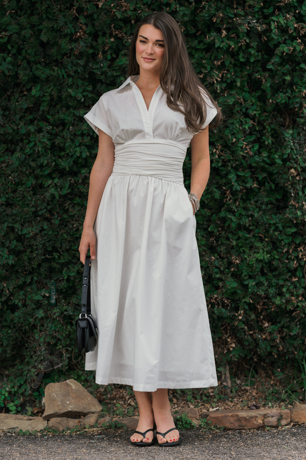 The Ruched Waist Cotton Maxi Dress