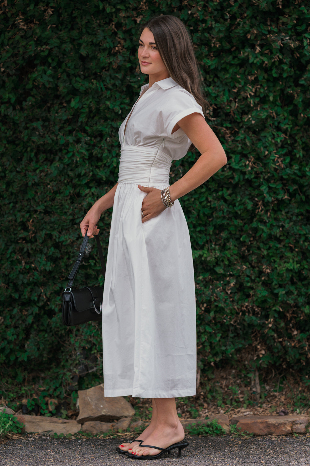The Ruched Waist Cotton Maxi Dress