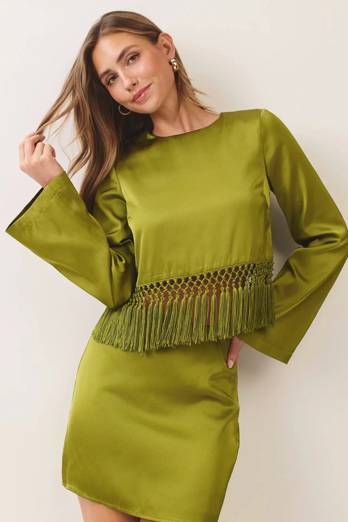 Bridget Fringe Satin Top - STRIVE Boutique