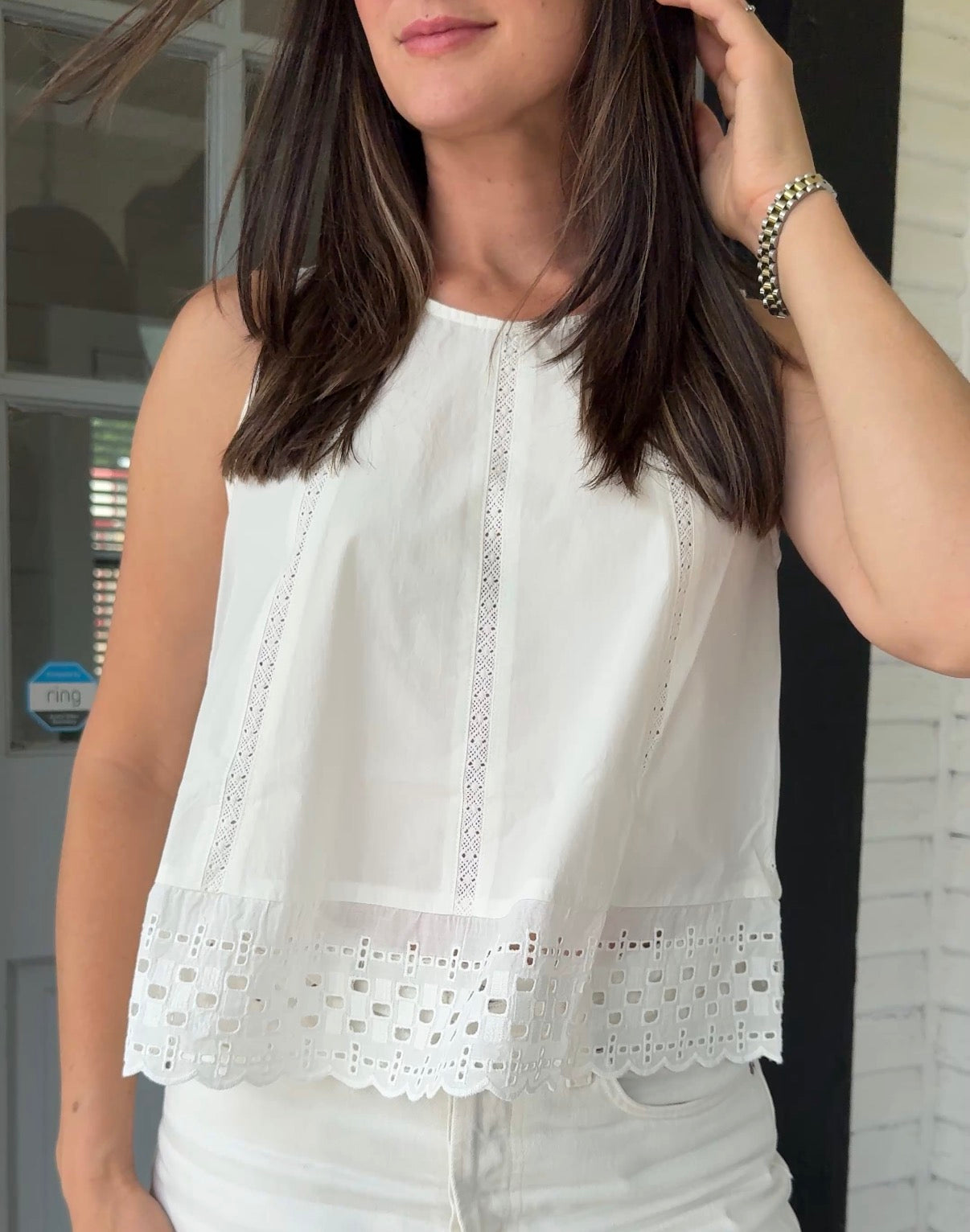 Lace Inset Cotton Tank