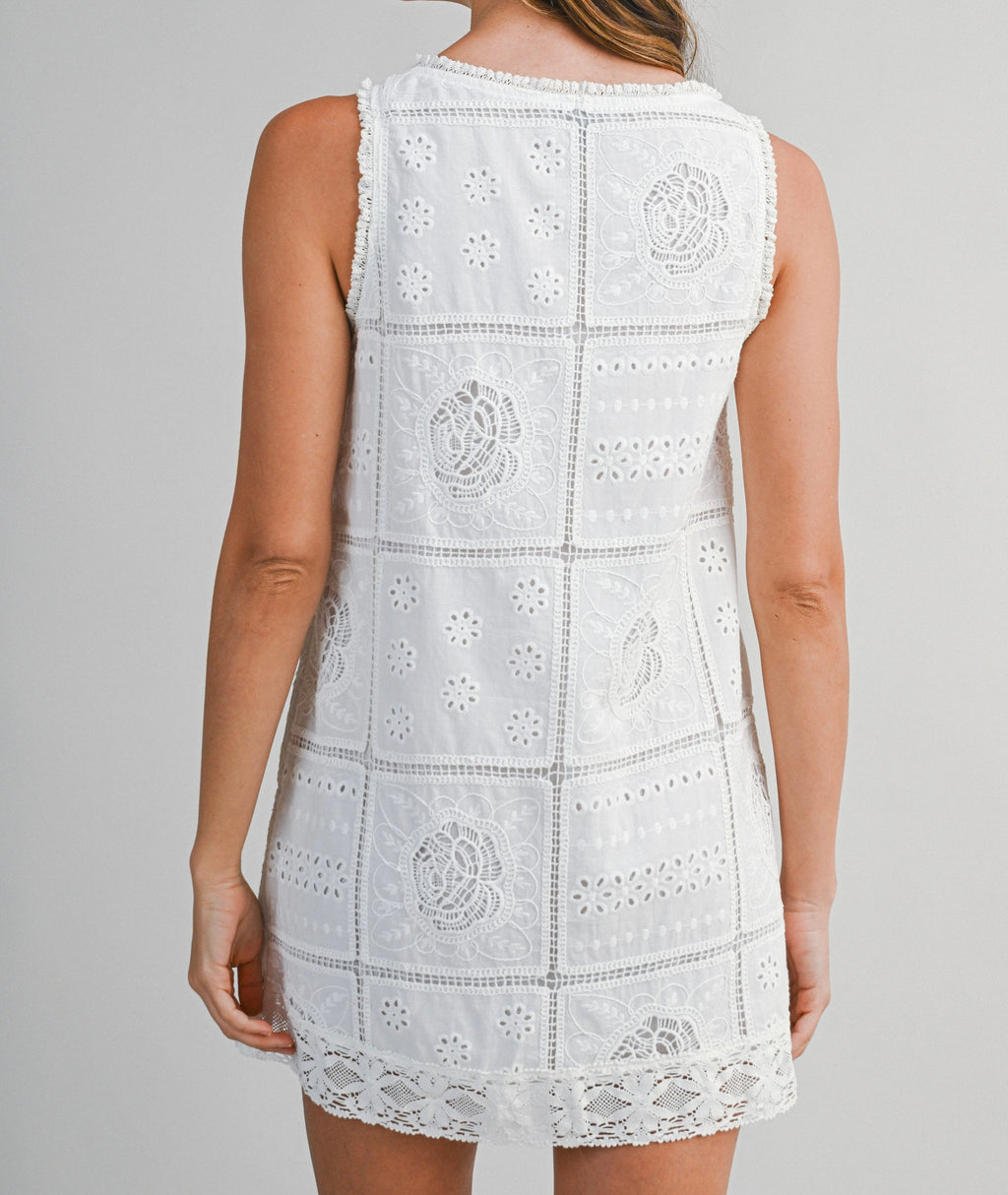 Summer Eyelet Embroidered Mini Dress