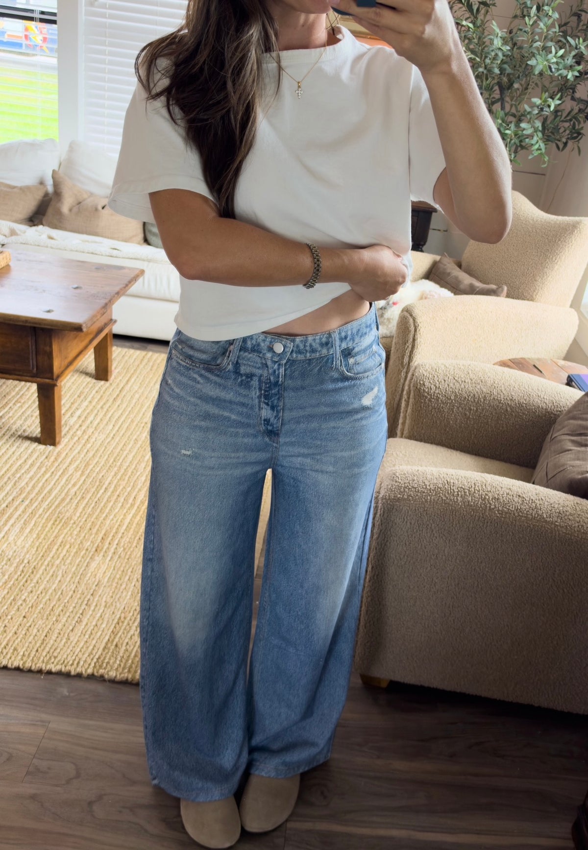 Faux Denim French Terry Wide Leg Pants - STRIVE Boutique