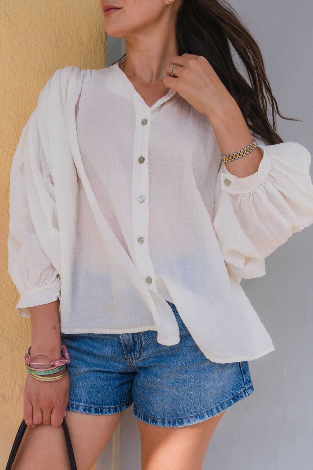 Women’s lightweight cotton gingham blouse with relaxed everyday fit