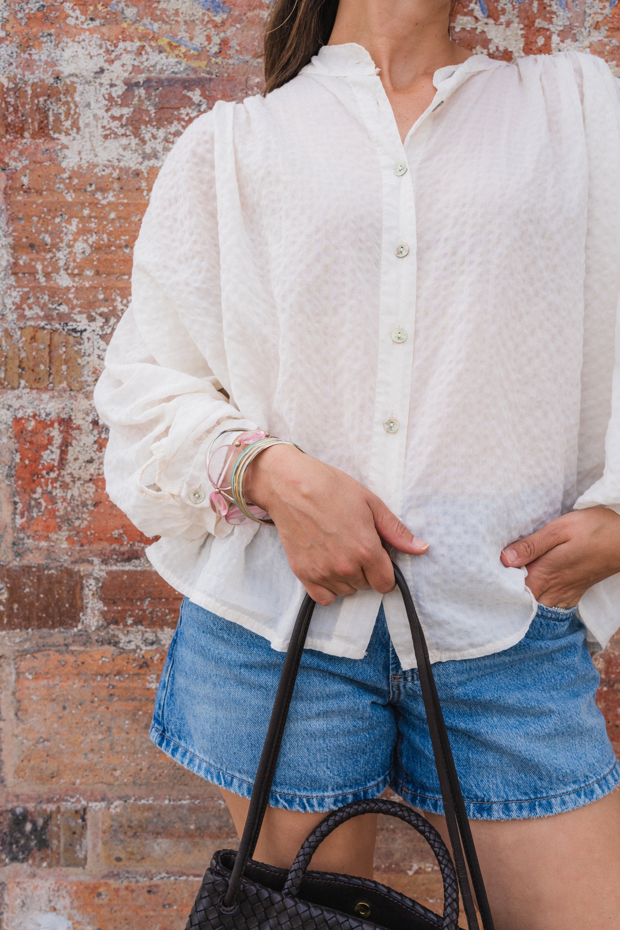 Women’s lightweight cotton gingham blouse with relaxed everyday fit