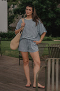 Weekend Striped Lounge Shorts-Sky Blue