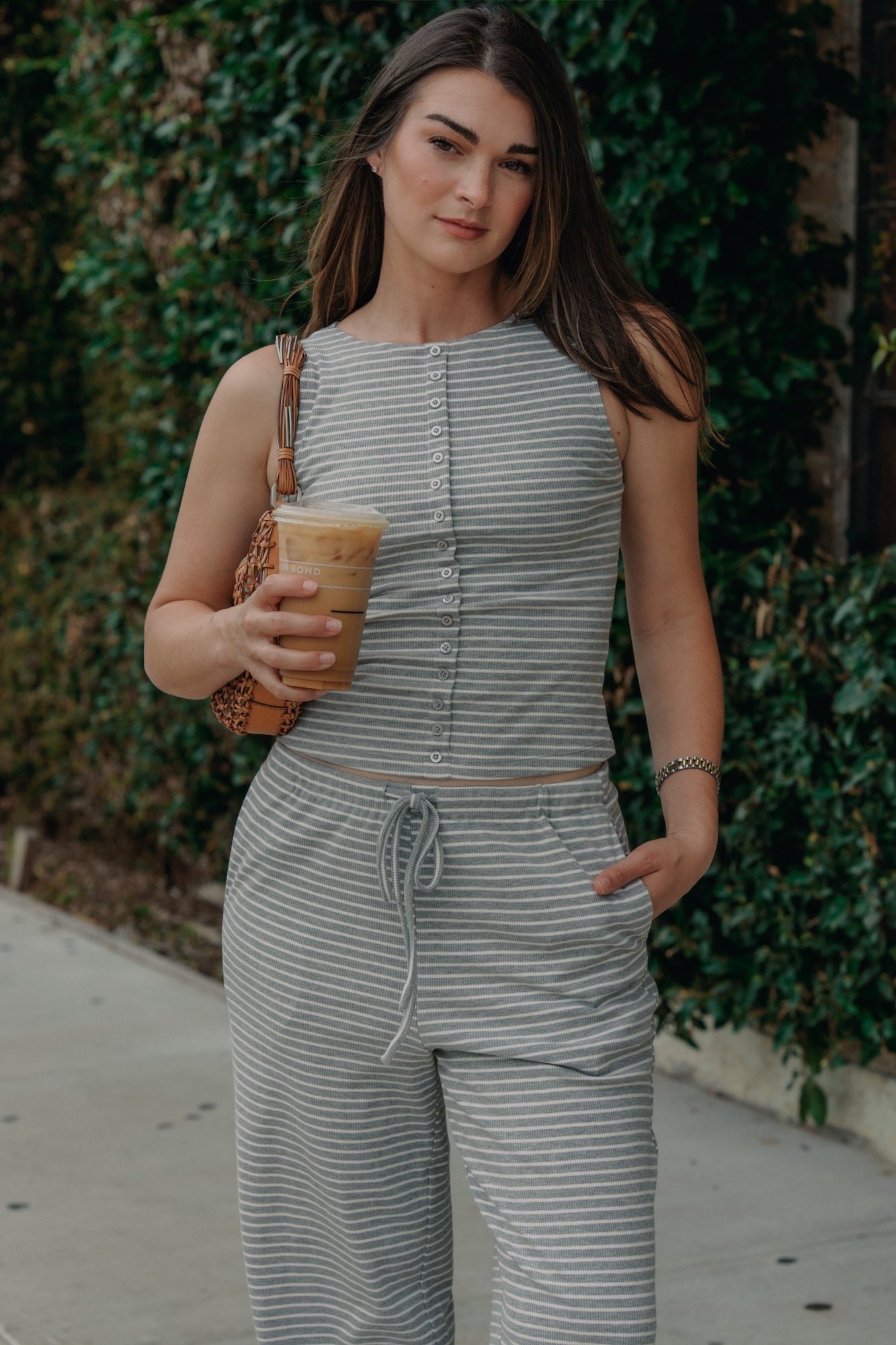 Everyday Striped Button-Front Tank