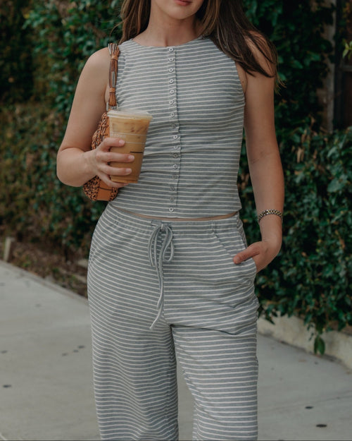 Everyday Striped Button-Front Tank