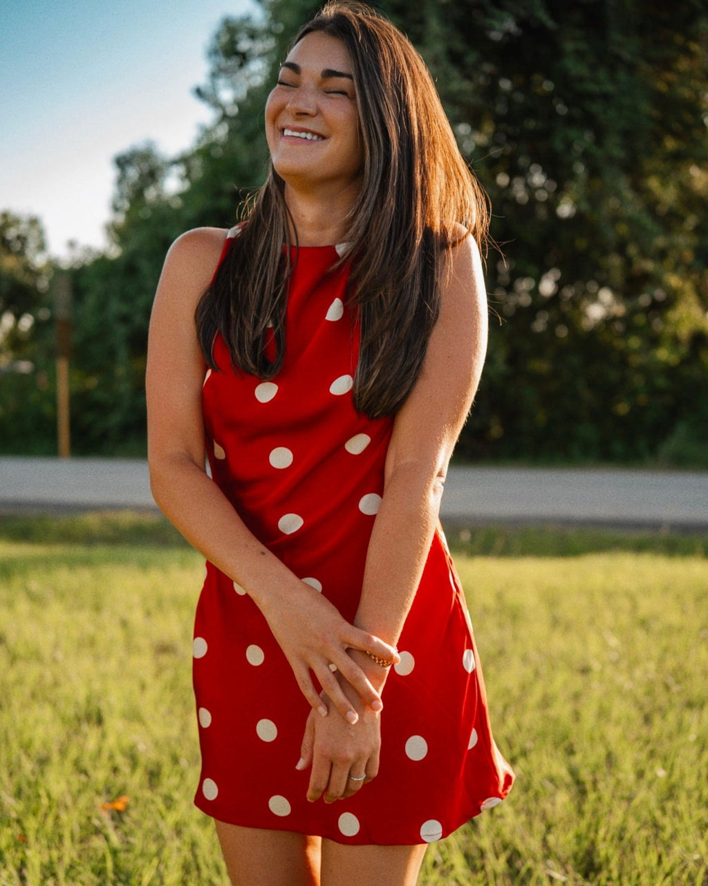 Polka Dot Open Back Mini Dress - STRIVE Boutique