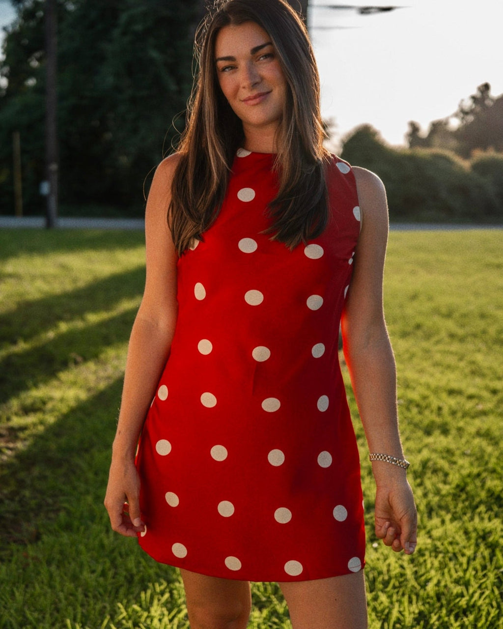 Polka Dot Open Back Mini Dress - STRIVE Boutique