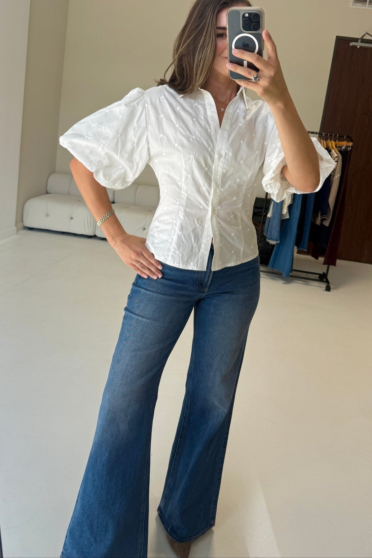 Clara Embroidered Puff Sleeve Blouse - STRIVE Boutique
