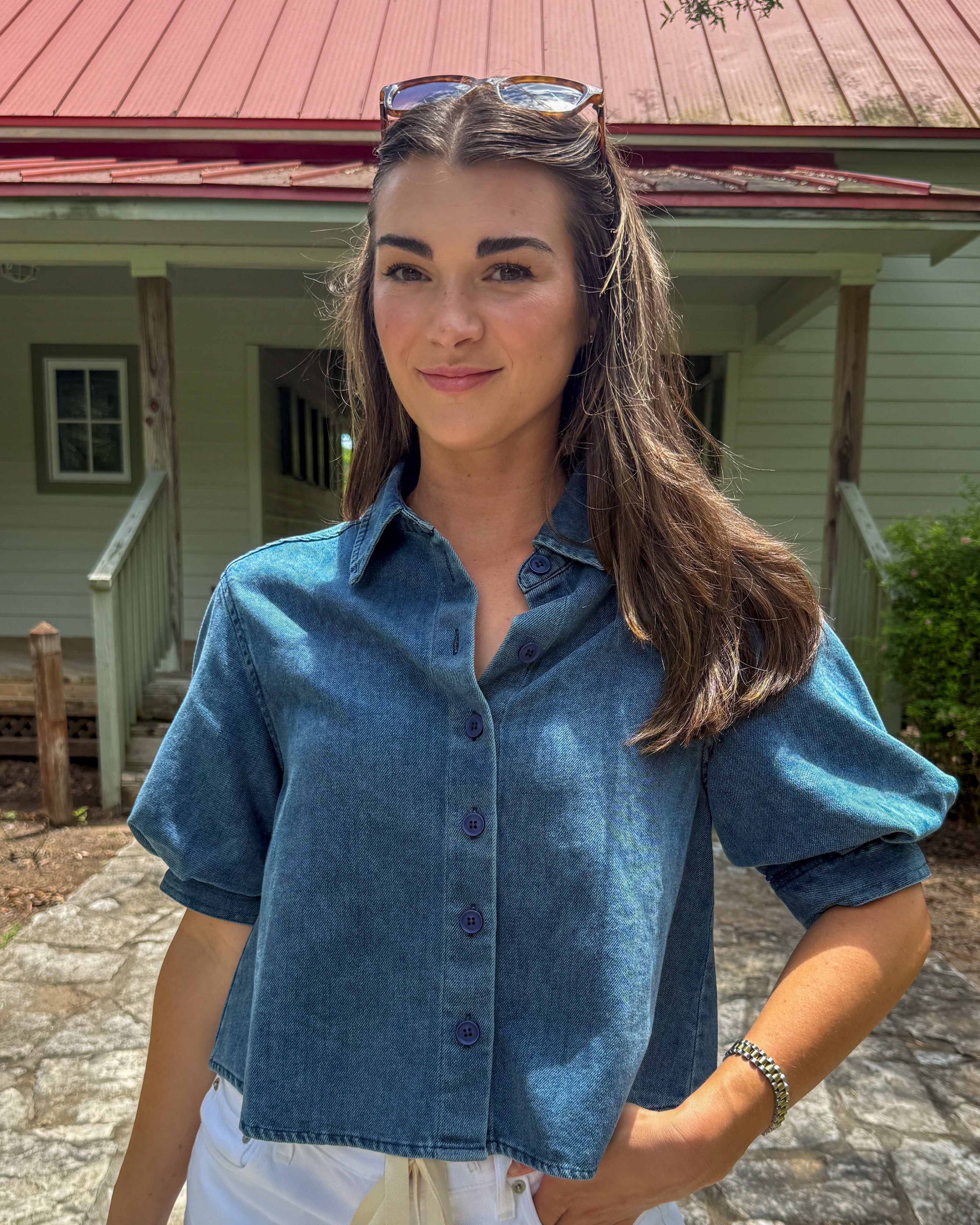 Leanna Cropped Denim Shirt