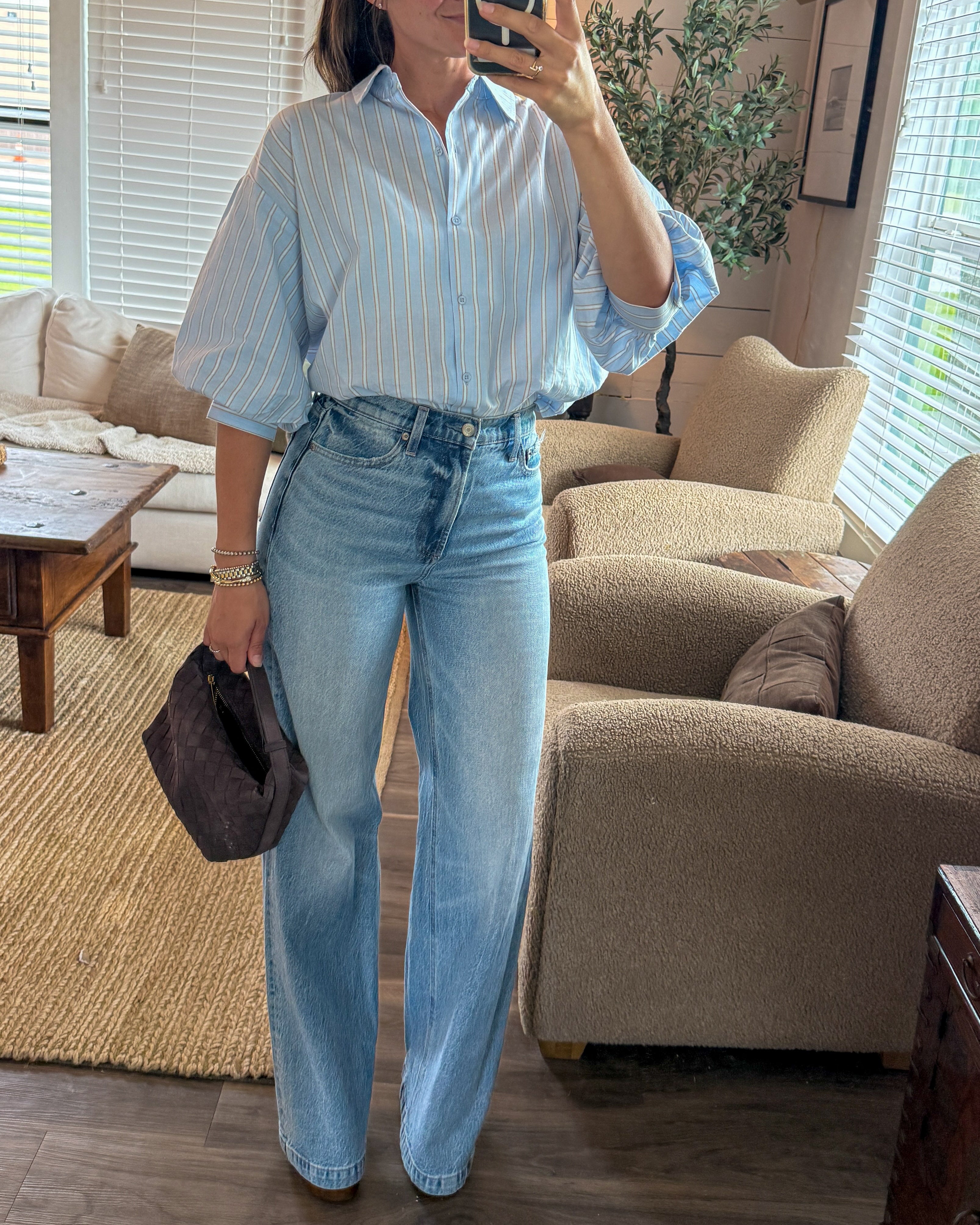 Striped Volume Sleeve Shirt