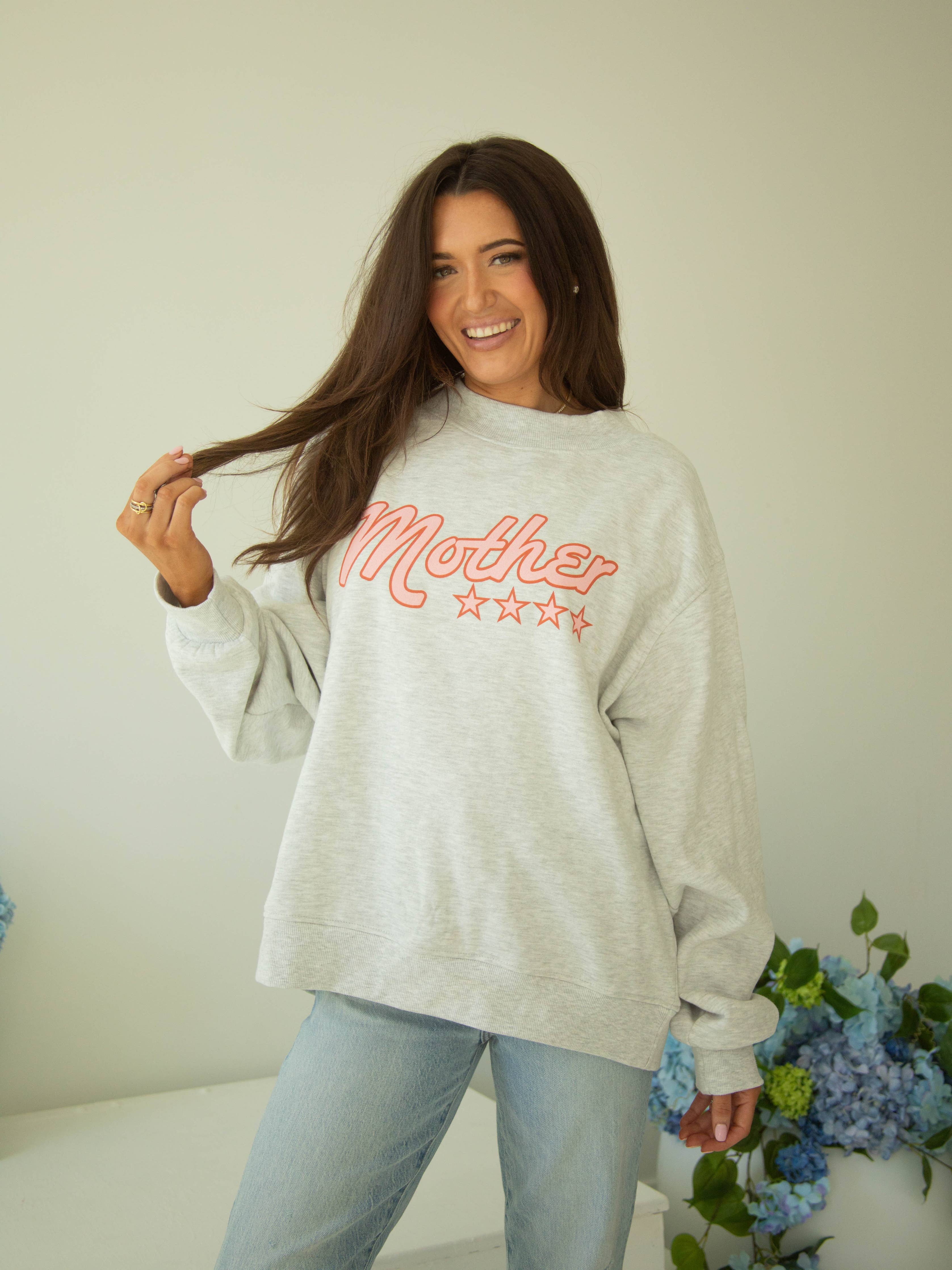 mother sweatshirt with pink accents