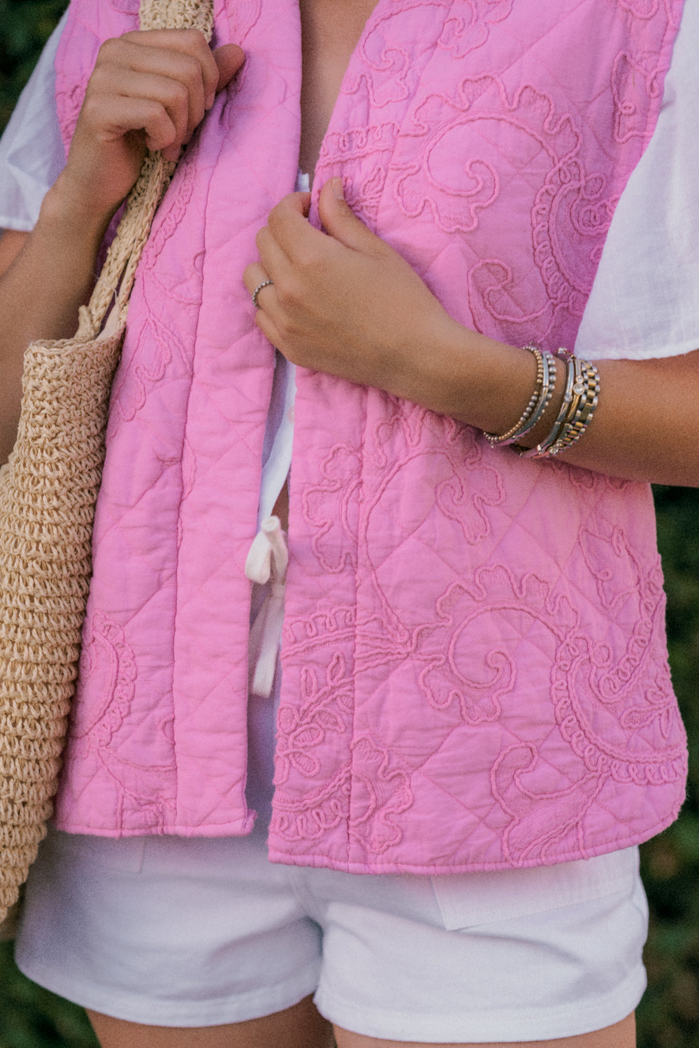 The Cotton Quilted Vest | Pink