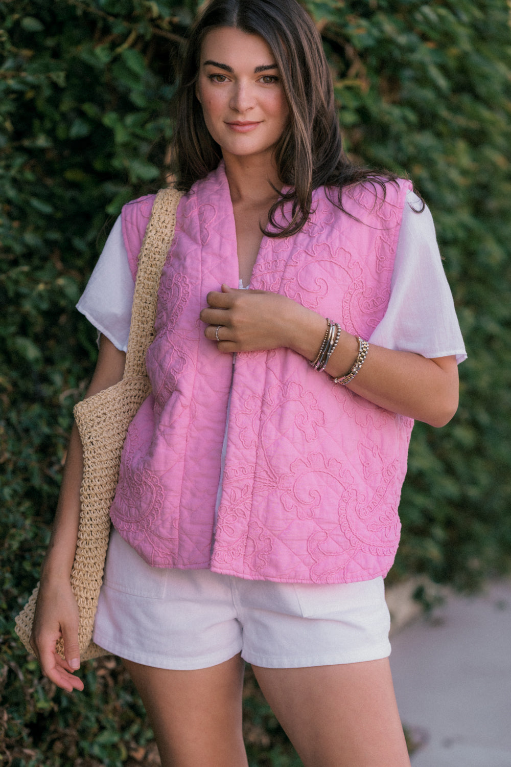 The Cotton Quilted Vest | Pink