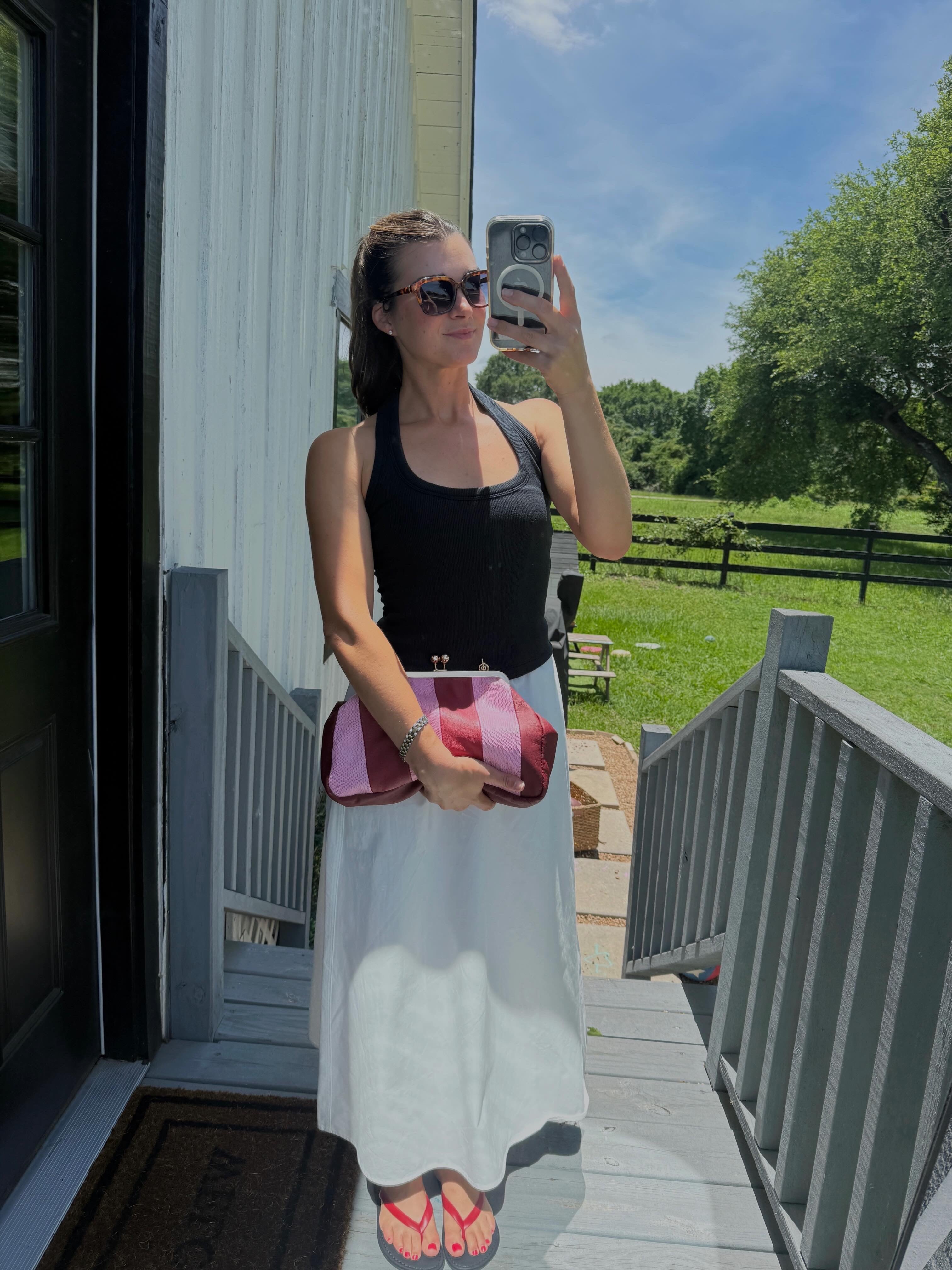 Cotton Midi Skirt-White