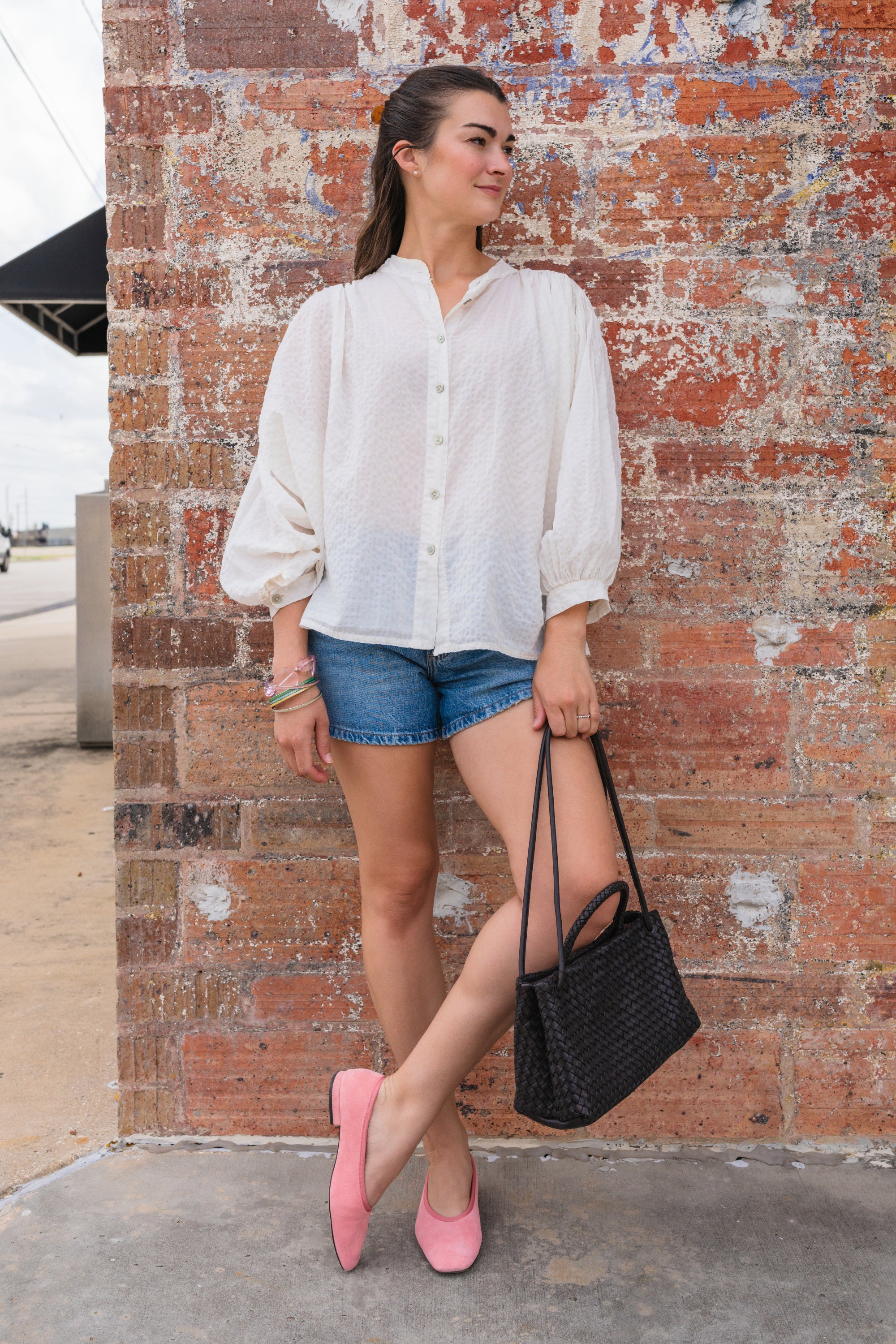 Gingham Cotton Blouse | Ecru-Final Sale