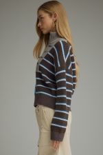 Logan Striped Quarter Zip Sweater