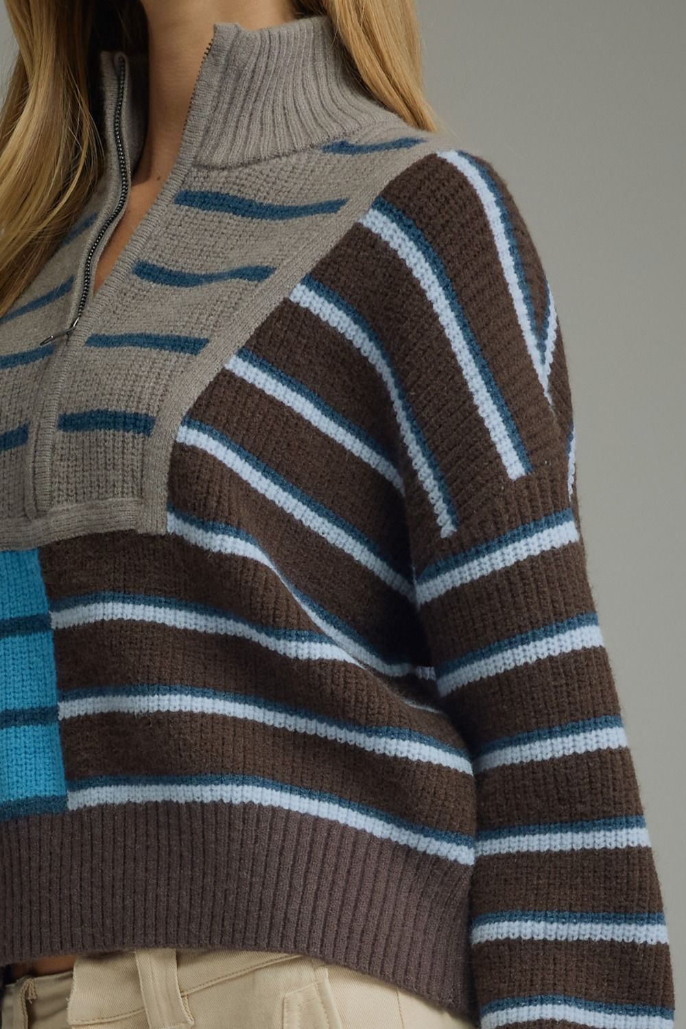 Logan Striped Quarter Zip Sweater