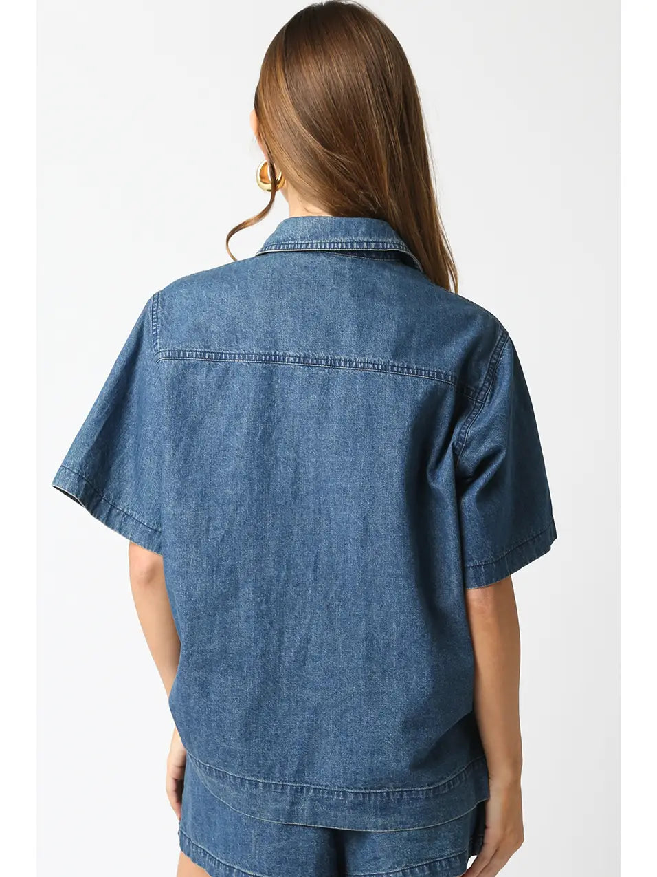 Cotton Denim Button Down Shirt