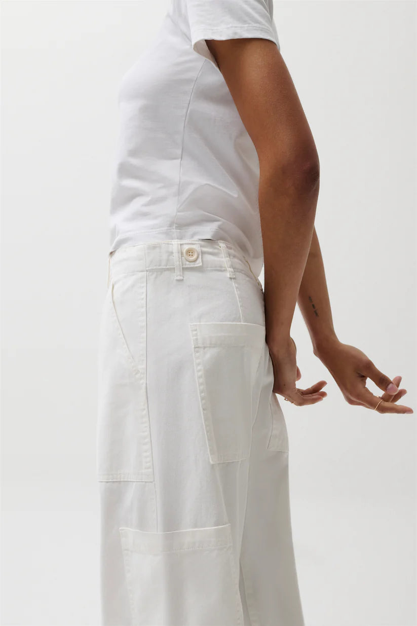 Sabrina Curved Utility Pant- White