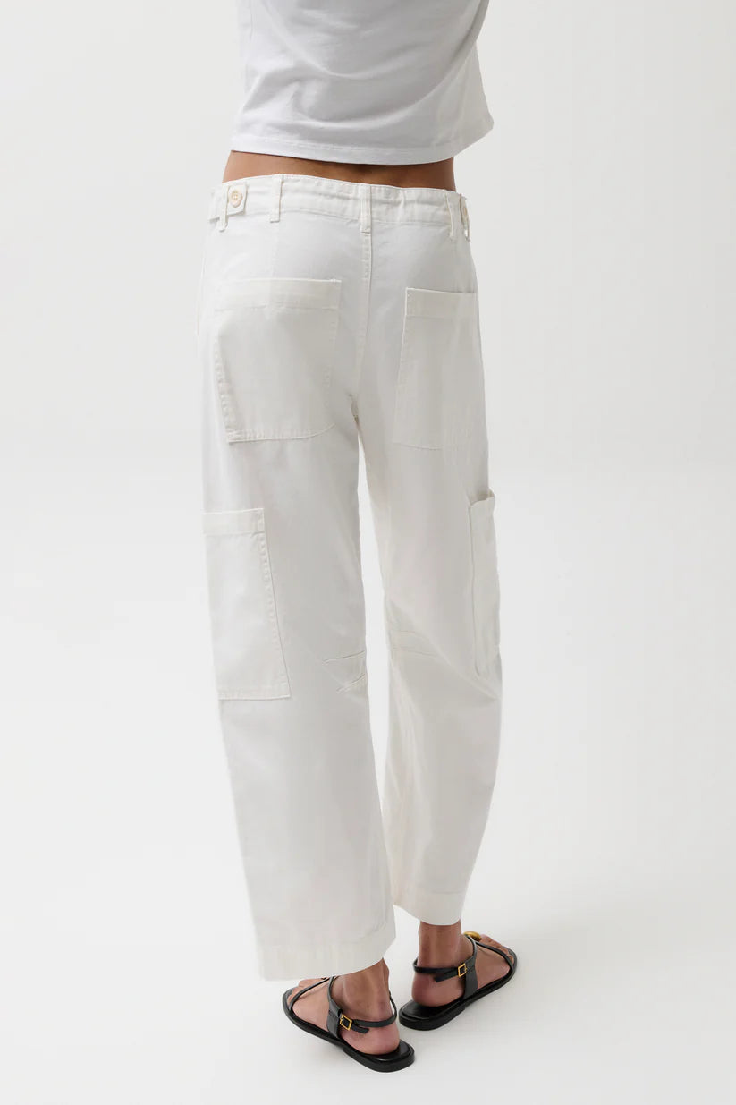 Sabrina Curved Utility Pant- White