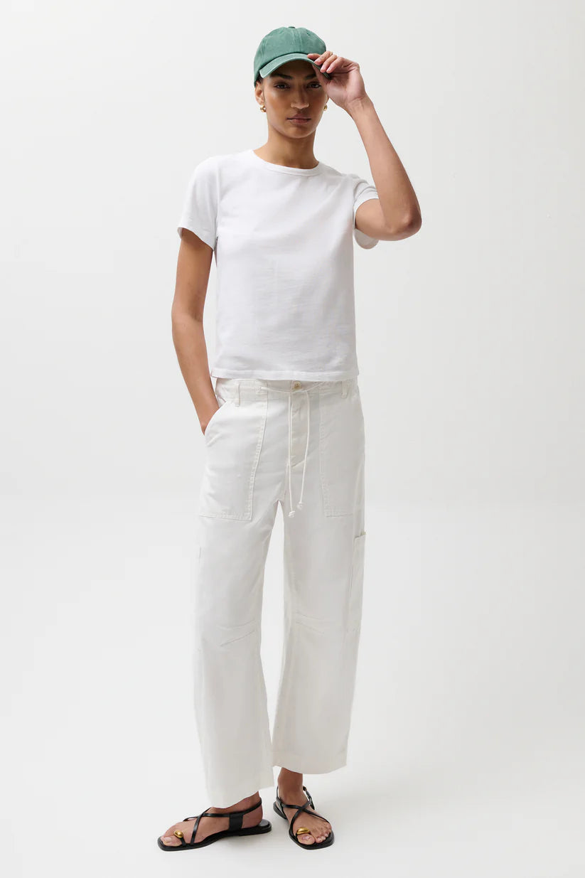 Sabrina Curved Utility Pant- White